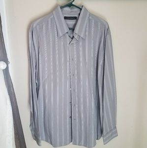Men's gray striped dress shirt